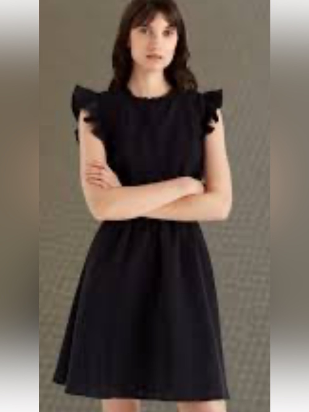 Club Monaco Black Ruffled Sleeve Pintuck Dress